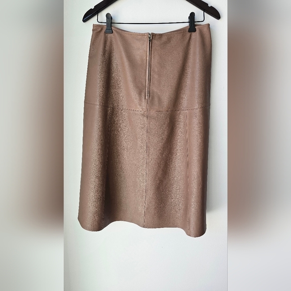 Bod&Christensen Real Leather Midi Skirt Brown Wiskey Tan A line size 10 - Picture 2 of 7